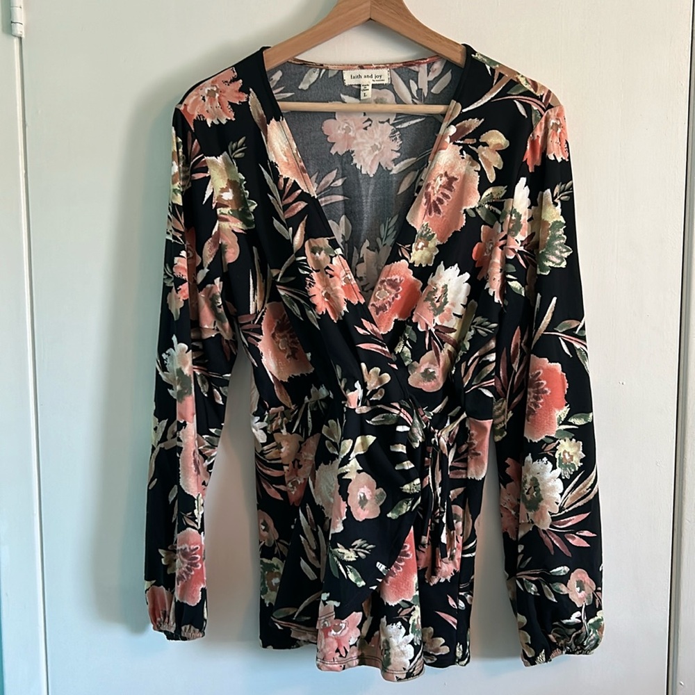 Like new faux wrap long sleeve top